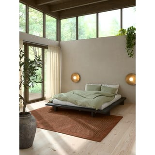 Черно двойно легло от борова дървесина с решетка 160x200 cm Japan - Karup Design