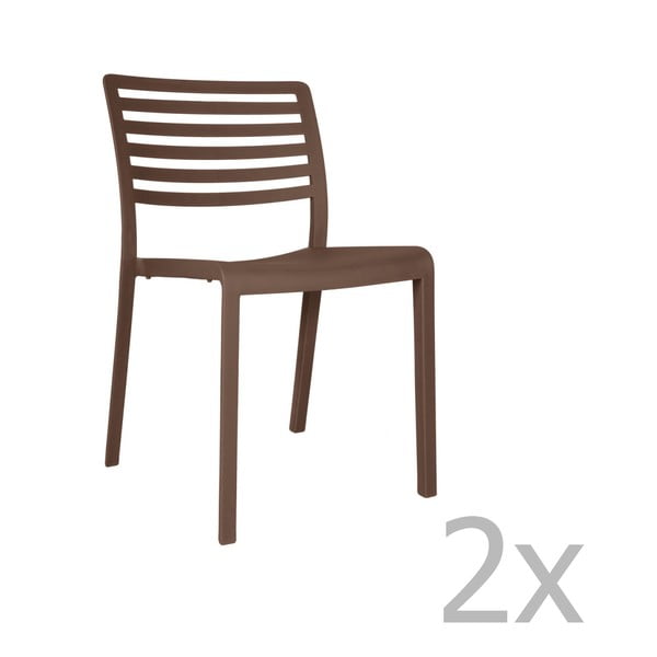 Комплект от 2 шоколадовокафяви градински стола Lama - Resol