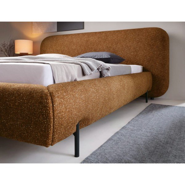 Двойно легло тапицирано с място за съхранение и включена подматрачна рамка в цвят жълта охра 180x200 cm Pointt – ELTAP-image-4