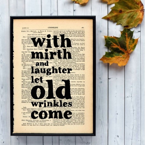 Plakát v dřevěném rámu Shakespeare Mirth and Laughter