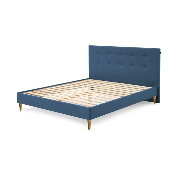 Синьо тапицирано двойно легло с решетка 180x200 cm Rory - Bobochic Paris