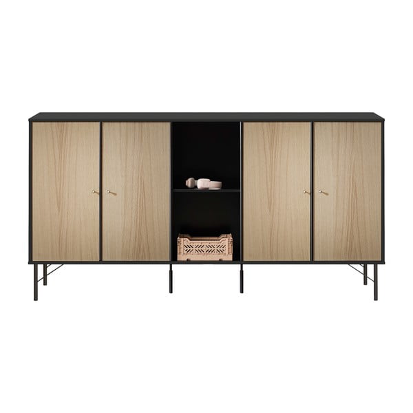 Черен скрин с чекмеджета от дъб, 169 x 89 cm Mistral Kubus - Hammel Furniture