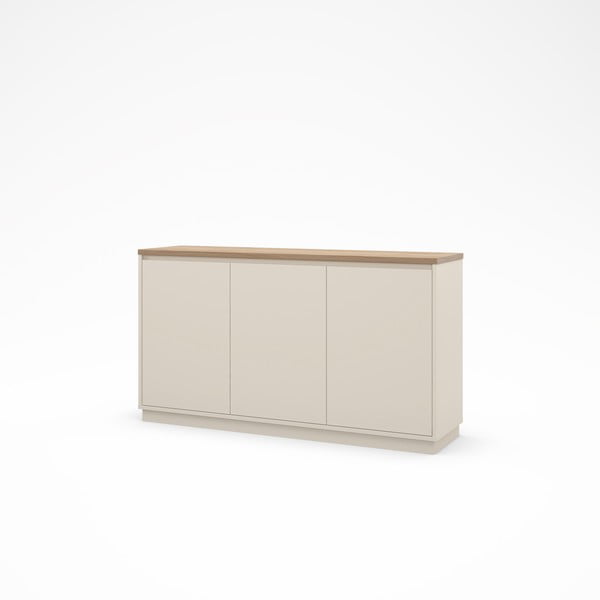 Бежов скрин от дъбов декор  152x84x40 cm Loreta – Marckeric-image-3