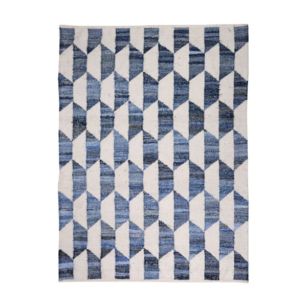 Vlněný koberec Cooper Blue/Ivory, 160x230 cm