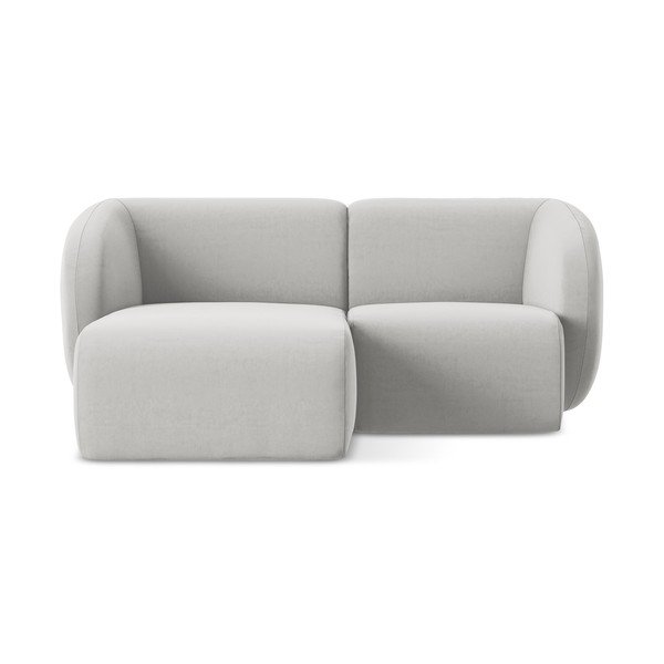 Светлосив кадифен ъглов диван (ляв ъгъл) Lani – Makamii