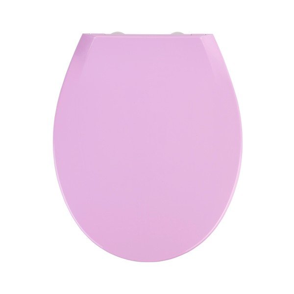 Růžové WC sedátko se snadným zavíráním Wenko Kos, 44 x 37,5 cm