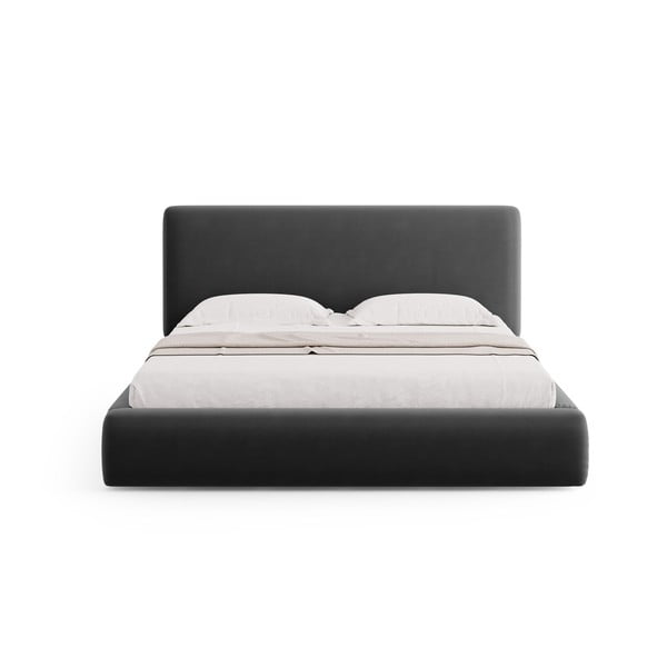 Тъмносиво двойно тапицирано легло с място за съхранение с включена подматрачна рамка 160x200 cm Colonel – Cosmopolitan Design-image-3