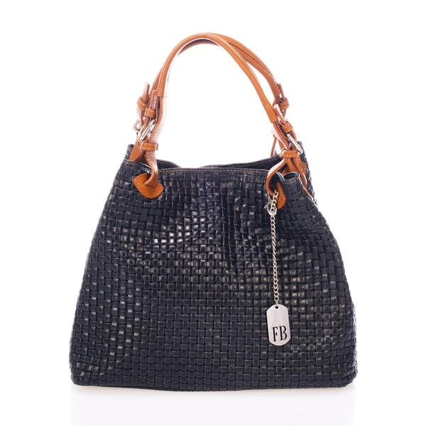 Тъмносиня кожена чанта Federica Bass Hydri - Federica Bassi