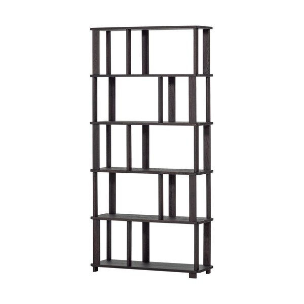 Тъмнокафява библиотека от масивен дъб 90x186x30 cm Riss – WOOOD-image-2