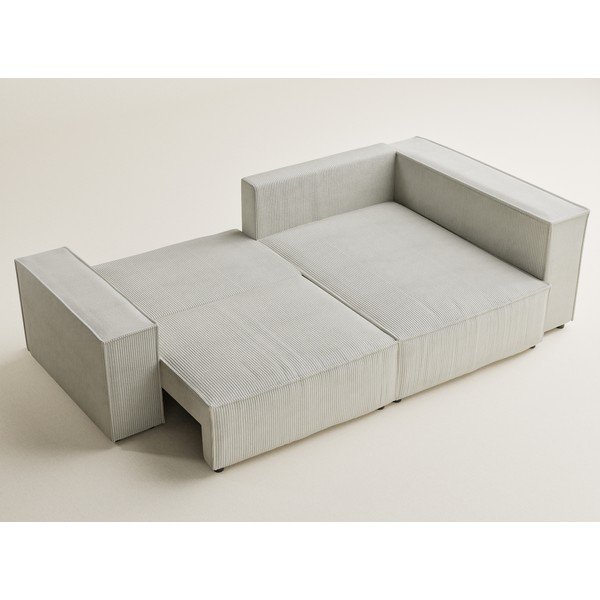 Кремав сгъваем/с място за съхранение ъглов диван от рипсено кадифе (десен ъгъл/L форма) Tonga – Maison de Rêve-image-3