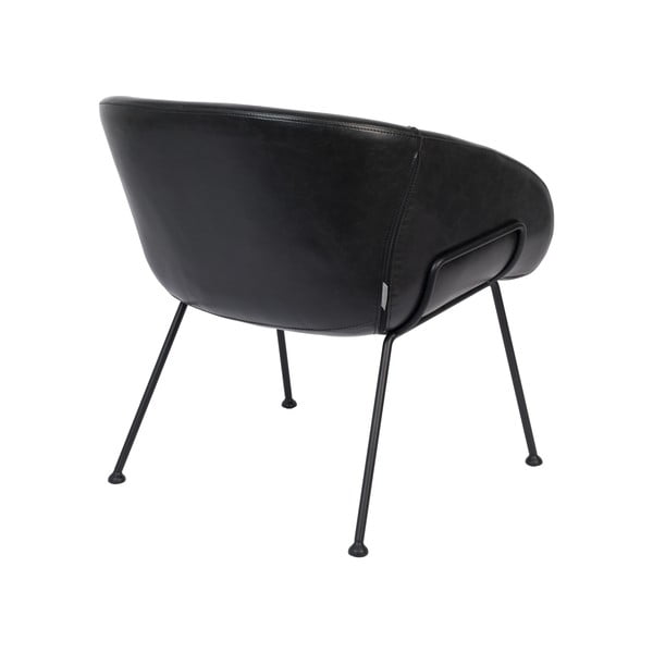 Черно кресло от изкуствена кожа Feston - Zuiver-image-4