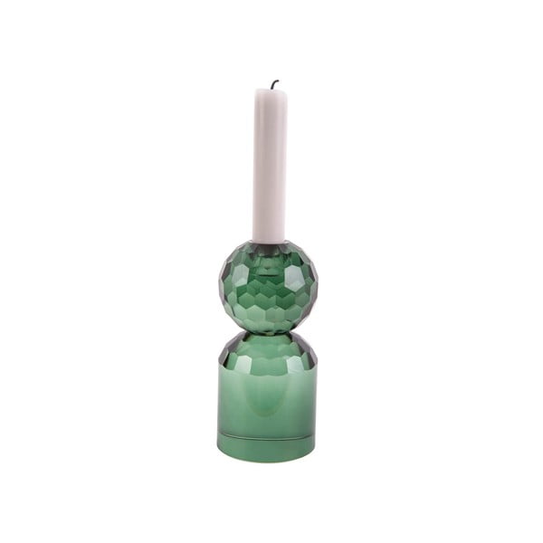 Зелен стъклен свещник Crystal Art - PT LIVING