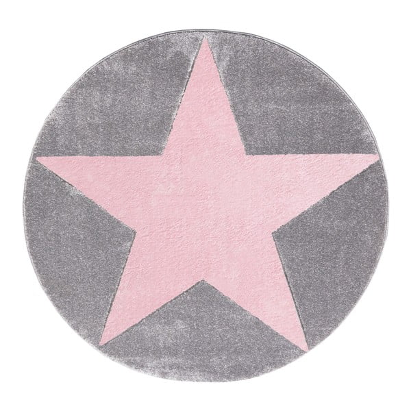 Růžovo-šedý dětský koberec Happy Rugs Round, Ø 160 cm