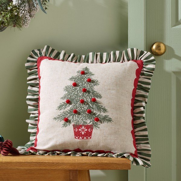Декоративна възглавница с коледен мотив 45x45 cm Frilled Christmas Tree – Catherine Lansfield-image-1