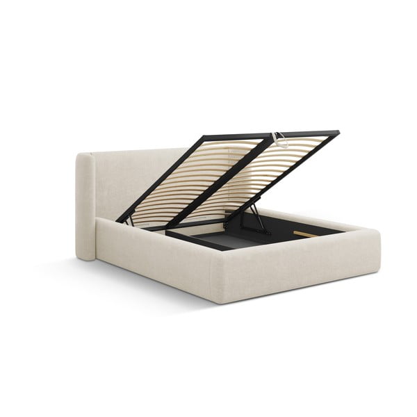 Кремаво двойно легло 200x200 cm тапицирано с място за съхранение с включена подматрачна рамка Jason – Windsor & Co Sofas-image-2