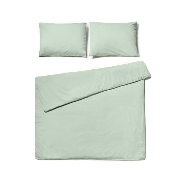 Градинско зелено спално бельо за двойно легло от измит памук , 160 x 200 cm - Bonami Selection