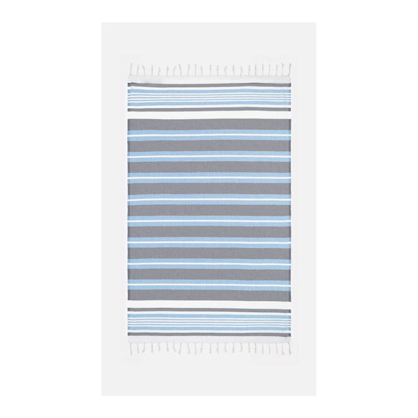 Синьо-сива хавлиена кърпа със смес от памук Cotton Collection Line Blue Grey, 100 x 180 cm - Kate Louise