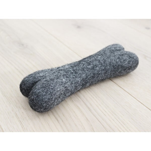 Антрацитна играчка от животинска вълна във формата на кост Pet Bones, дължина 22 см - Wooldot