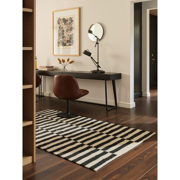 Черно-бял двустранен ръчно изработен вълнен килим 120x180 cm Donna – Hanse Home-image-1