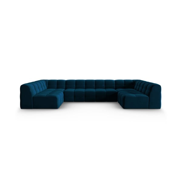 Тъмносин ъглов диван от кадифе (U-образен) Kendal - Micadoni Home