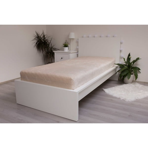 Кремав еластичен чаршаф от микрофланела 90x200 cm Basic – Jerry Fabrics-image-2