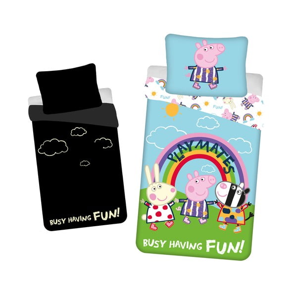 Единично  памучно детско спално бельо със светещ ефект 140x200 cm Peppa Pig – Jerry Fabrics