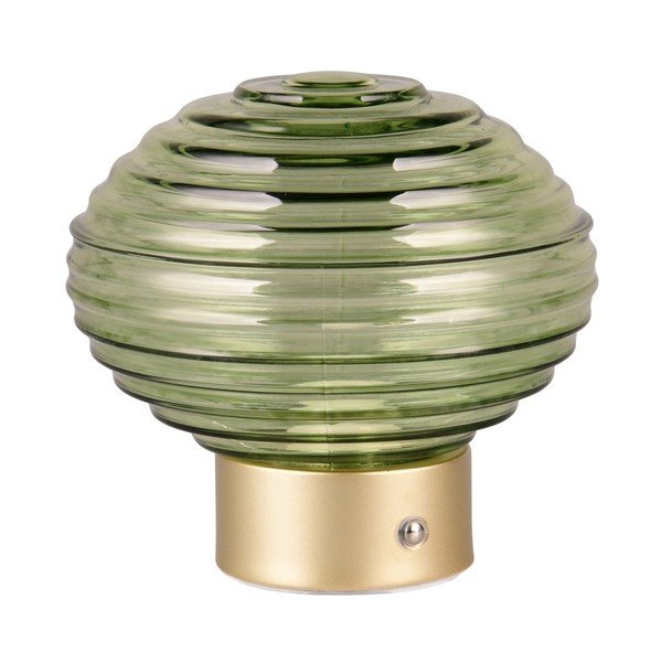 Димируема настолна LED лампа в зелено и златисто със стъклен абажур (височина 14,5 см) Earl - Reality