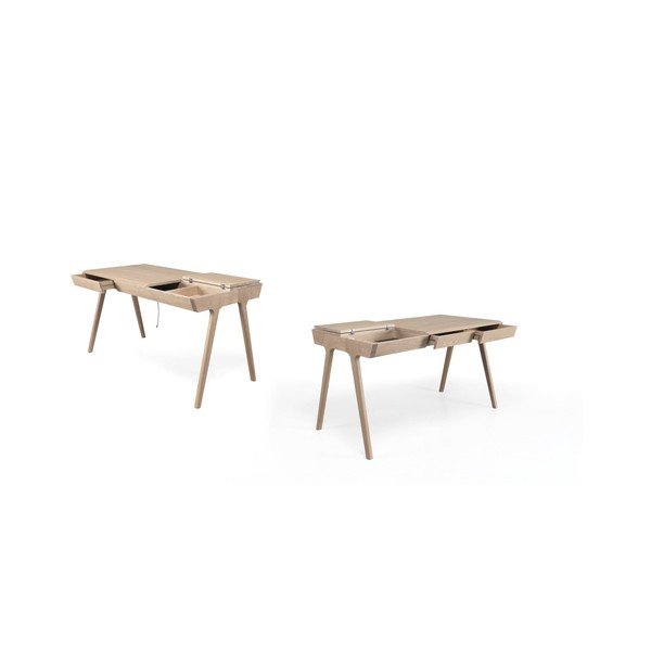 Pracovní stůl z dubového dřeva s úložným prostorem Wewood - Portuguese Joinery Metis-image-3