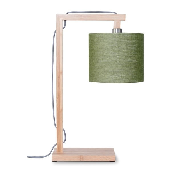 Настолна лампа със зелен абажур и бамбукова конструкция Himalaya - Good&Mojo