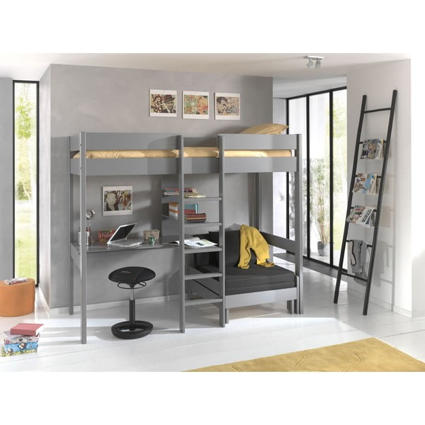 Сиво повдигнато детско легло 90x200 cm Pino - Vipack-image-2