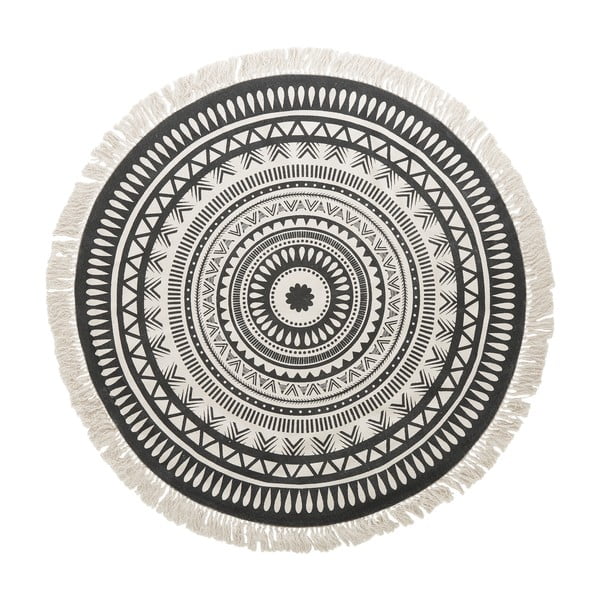 Бежов и черен ръчно тъкан памучен килим , ø 150 cm Benji - Westwing Collection
