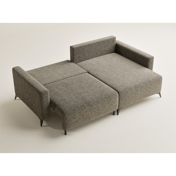 Кафяв шенилов сгъваем/с място за съхранение ъглов диван (десен ъгъл) Leon – Maison de Rêve-image-3