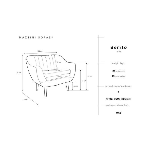 Син фотьойл Benito Floral - Mazzini Sofas-image-2
