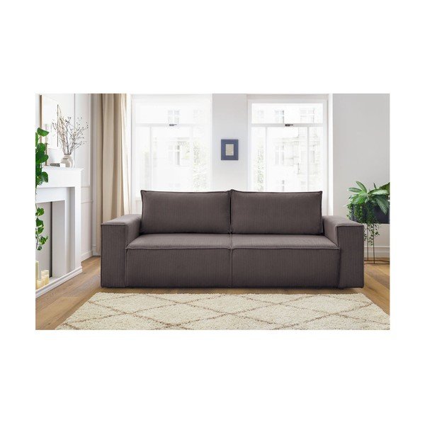 Кафяво-сив сгъваем диван от рипсено кадифе 245 cm Nihad – Bobochic Paris-image-4