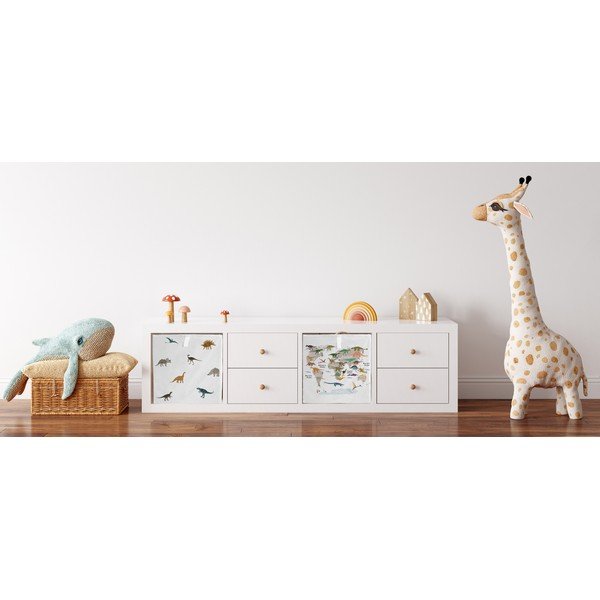 Бял текстилен органайзер за детски играчки  32x32x32 cm Dino Friends – Butter Kings-image-1