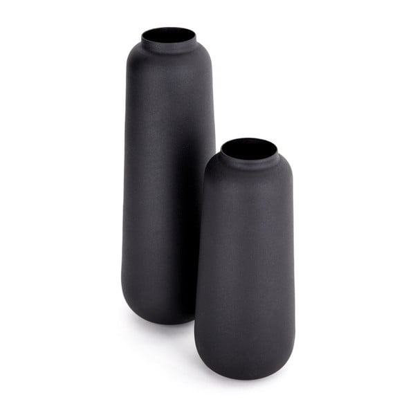Комплект от 2 черни метални вази Cobie - 360 Living