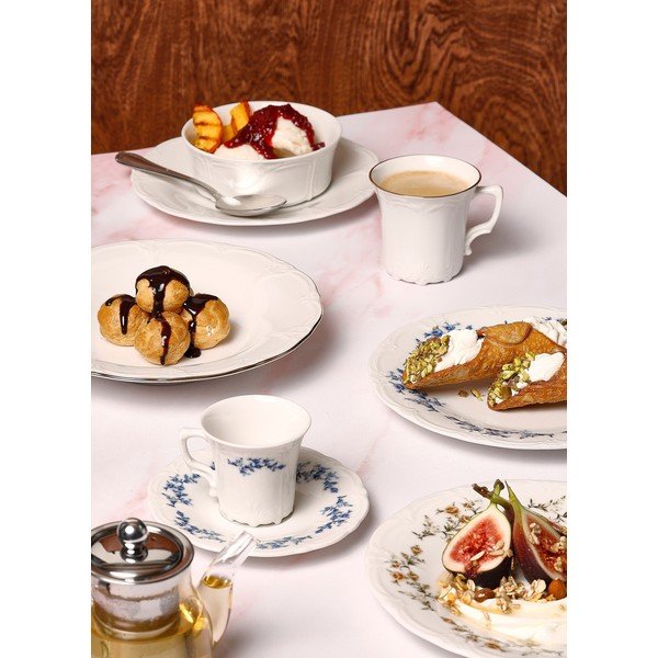 Бяла/синя порцеланова чаша за еспресо 110 ml Retro – BonBistro-image-1