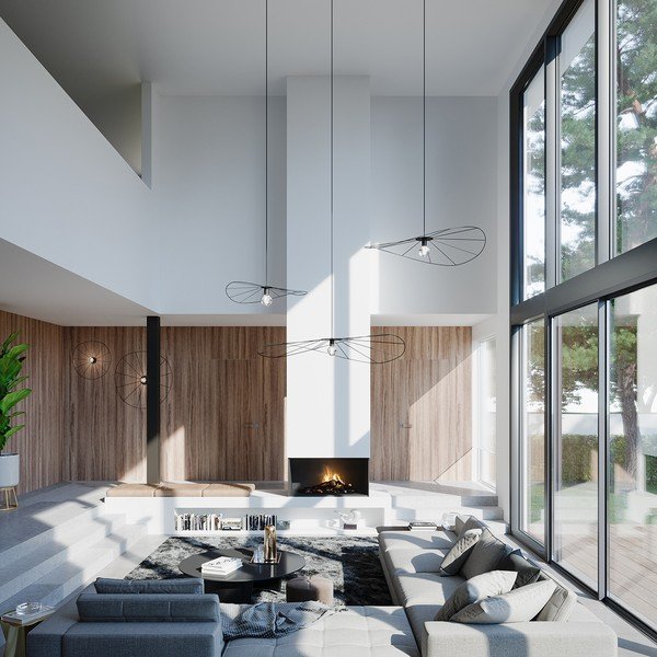 Черно висящо осветително тяло ø 140 cm Elliot - Sollux-image-4