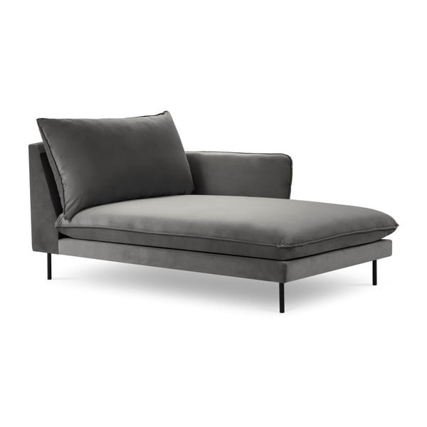 Тъмно сиво кадифено кресло за отдих, десен ъгъл Vienna - Cosmopolitan Design