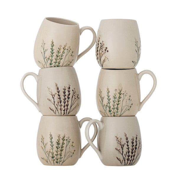 Бежови глинени чаши в комплект от 6 бр. 400 ml Bea – Bloomingville
