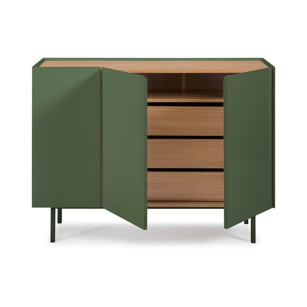 Зелен нисък скрин от декор от дъб  110x85 cm Arista – Teulat-image-3