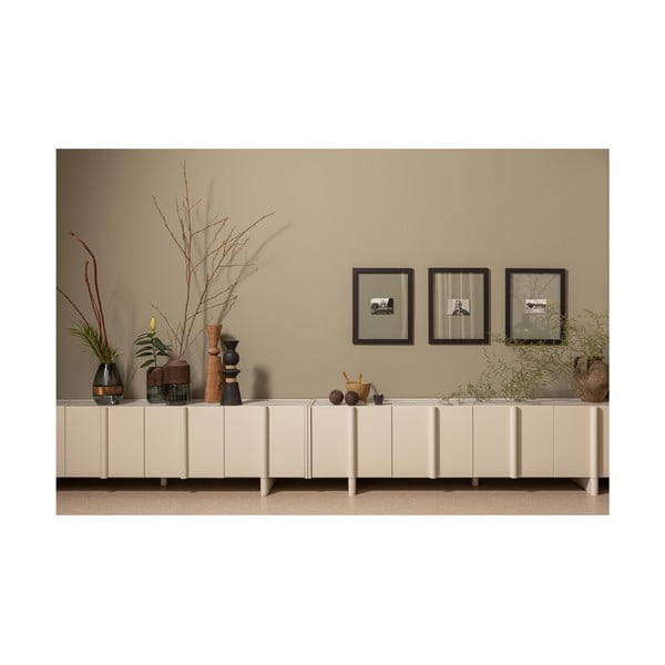 Кремава модулна телевизионна масичка от борова дървесина 200x53 cm Basu - WOOOD-image-4