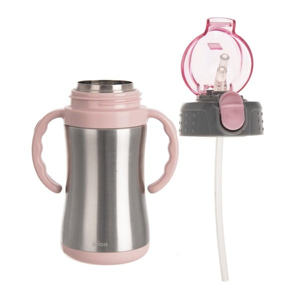 Светлорозово бебешко шише от неръждаема стомана 330 мл - Orion-image-2