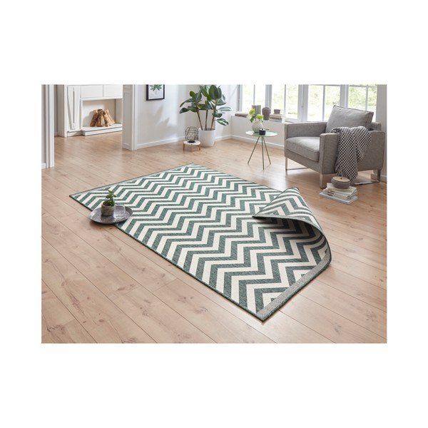 Двустранен високоустойчив килим Twin Supreme Mismo в зелено и кремаво, 170 x 120 cm - Bougari-image-3
