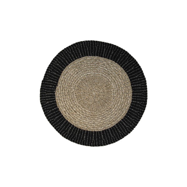 Черен/естествен кръгъл килим от морска трева ø 150 cm Malibu - HSM collection