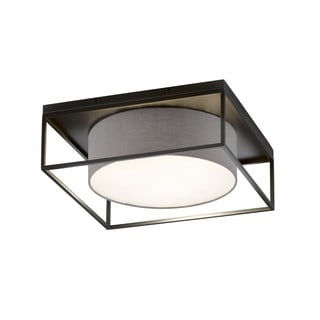 Черно-сиво осветително тяло за таван с текстилен абажур 60x60 cm Carre – Fischer & Honsel
