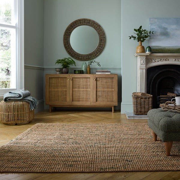 Зелено-естествен двустранен ръчно изработен ютен килим 200x290 cm Jute Boucle Green – Flair Rugs-image-1
