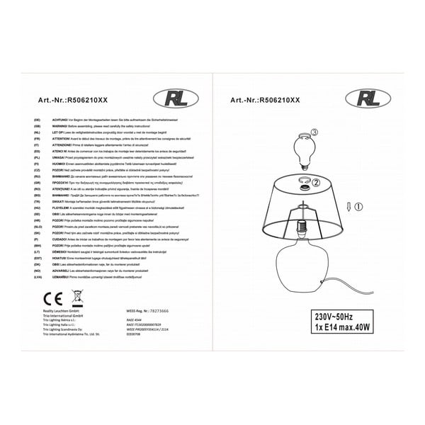 Черна настолна лампа от керамика и плат, височина 26 cm Luxor - Reality-image-3