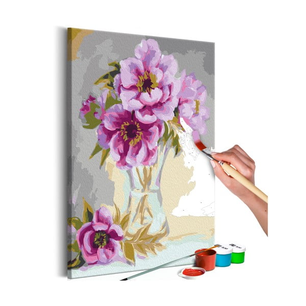 DIY set na tvorbu vlastního obrazu na plátně Artgeist Vase Flowers, 40 x 60 cm