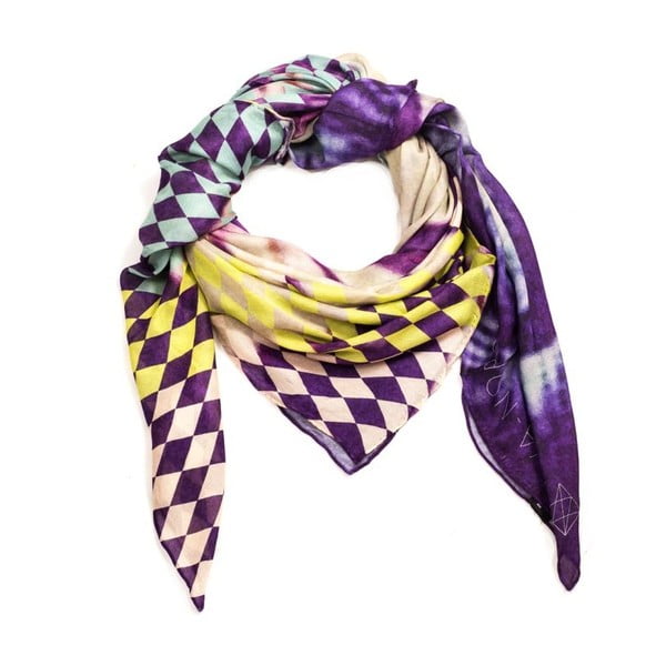 Vlněný šátek s kašmírem Tropical, 130x130 cm